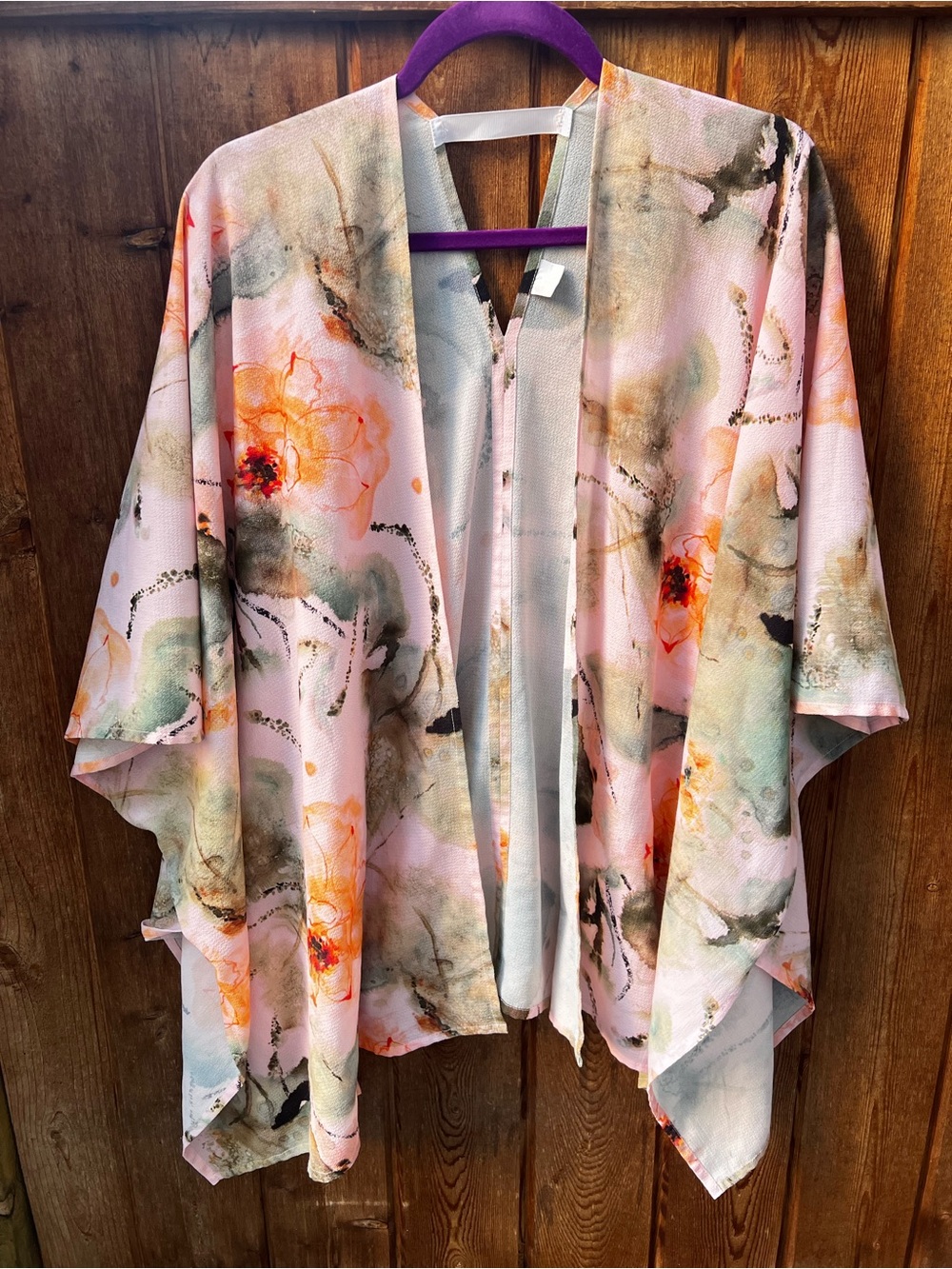 Lost in Layers Handmade in Canada Floral Kimono Wrap Pink One Size